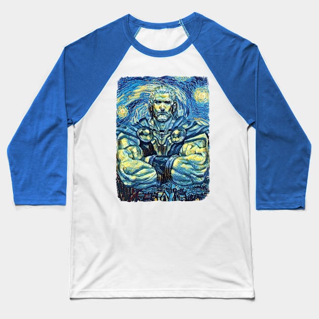 Mighty THOR Van Gogh Style Baseball T-Shirt by todos